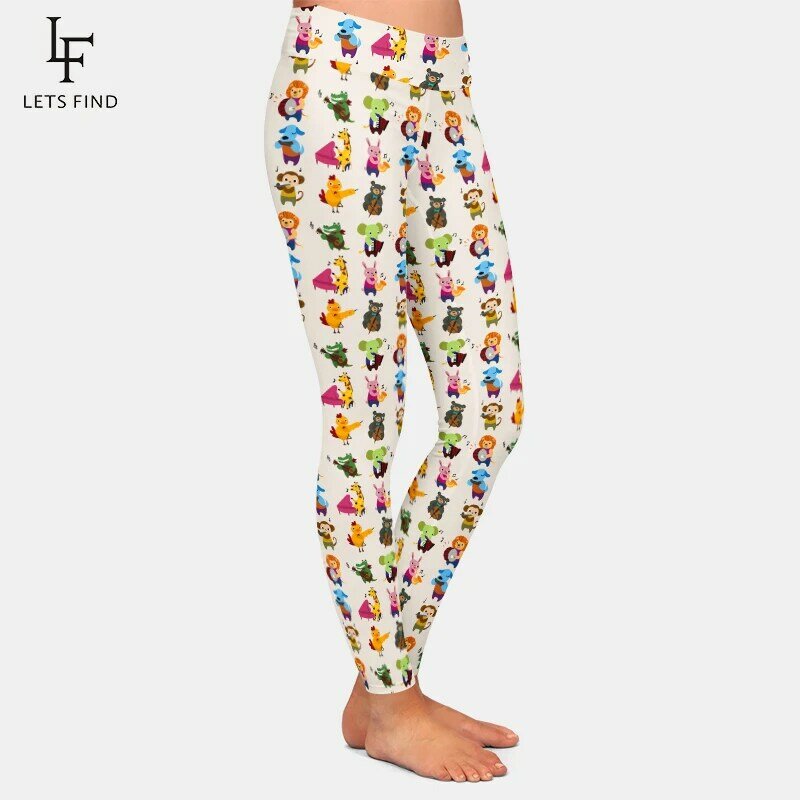 LETSFIND Модные женские весенние леггинсы, новинка, облегающие брюки для фитнеса с высокой талией и музыкальным 3D рисунком животных
