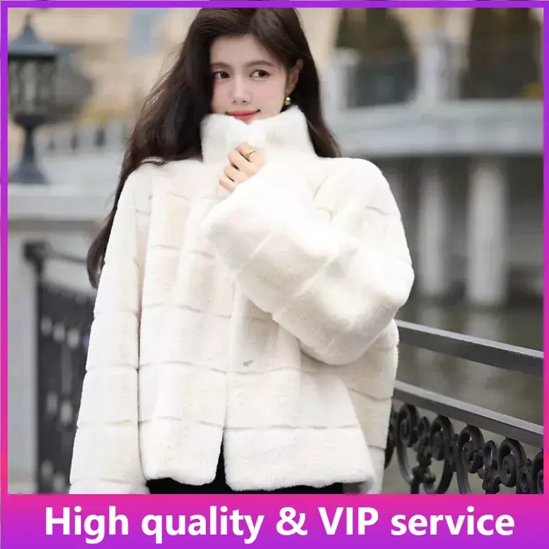 High Quality Genuine Fur Coat for Women, Rabbit Fur Short Coat for Women, Winter Women's Fur Coat Jacket，Natural Fur Coat Women