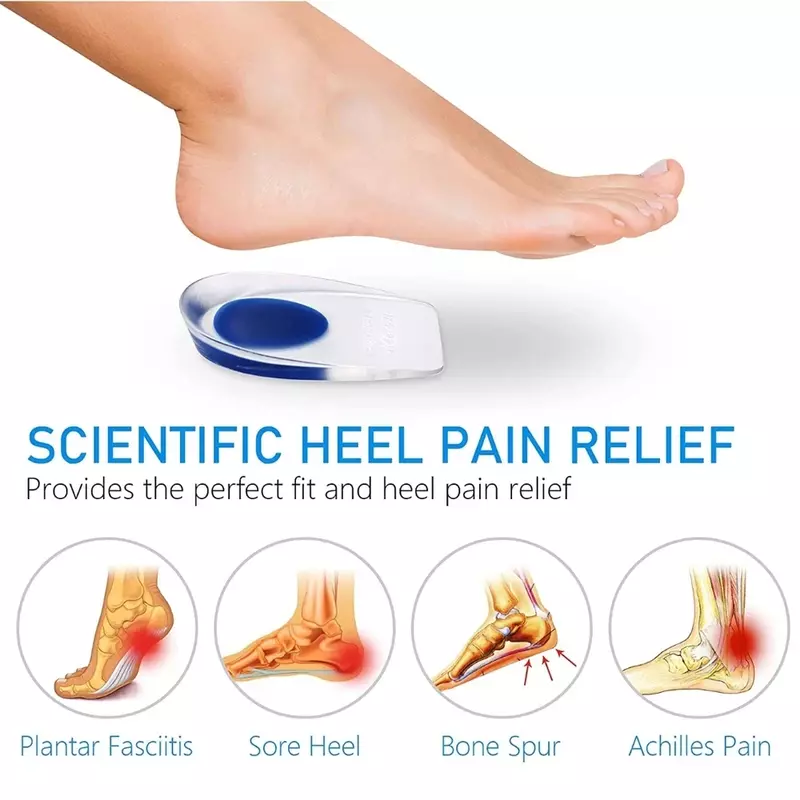 1 Paar weiche Silikongel-Einlegesohlen für Fersensporn Schmerzen Fuß kissen Fuß massage gerät Pflege halbe Ferse Einlegesohle Schuh polster Höhe erhöhen