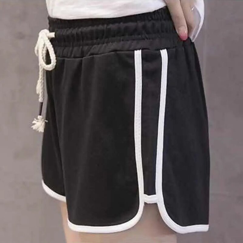 Shorts casuais de cintura elástica feminino, short sexy Harajuku praia, roupa de cintura alta, moda