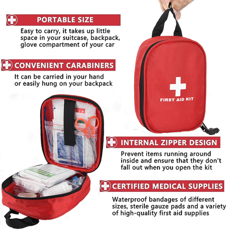 Tas perlengkapan pertolongan pertama rumah perjalanan portabel luar ruangan tas penyimpanan obat berlapis bertahan hidup darurat Kemah dengan perlengkapan medis