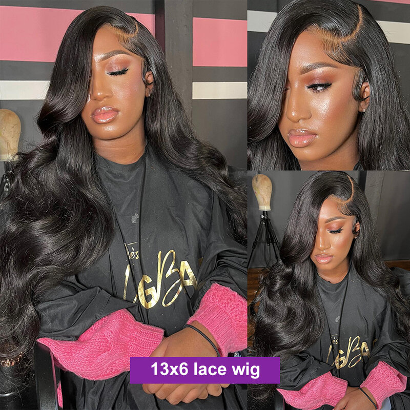 180Density 13x6 HD Transparent Body Wave Lace Frontal Human Hair Wig 30 40 Inch13x4 Lace Front Wig PrePlucked For Women mylockme
