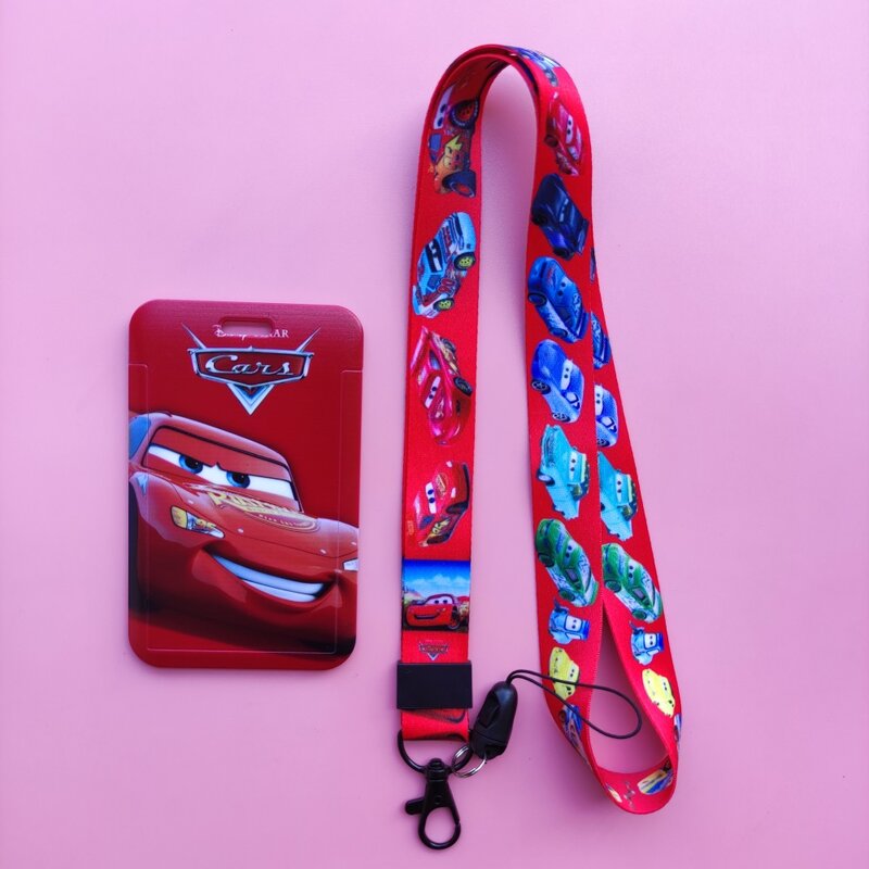 Disney Cars-portatarjetas de identificación para mujer, correa para el cuello, funda para tarjeta de crédito, soporte para insignia para niñas, Clip retráctil