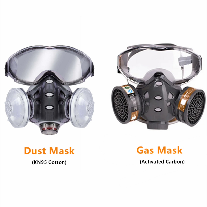 Masque Anti-poussière/gaz avec filtres respirateur, protection complète du visage pour peinture en aérosol, Pesticide, décoration polie, lunettes Anti-buée