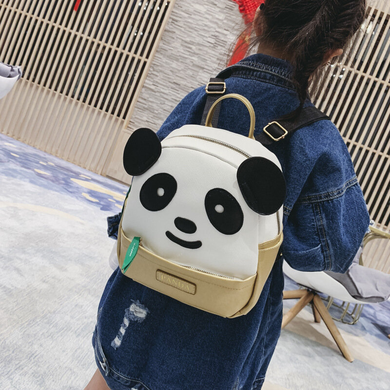 PU Cartoon Panda mochila, Kindergarten escola saco, folha de bambu, bonito, novo, moda, 2023