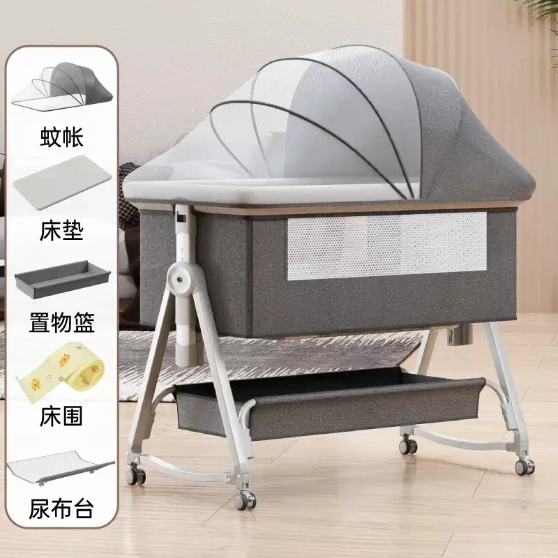 Baby Crib Multifunctional Newborn Baby Bed Cradle Splicing Big Bed Baby Rocking Bed Bb Children's Crib Foldable