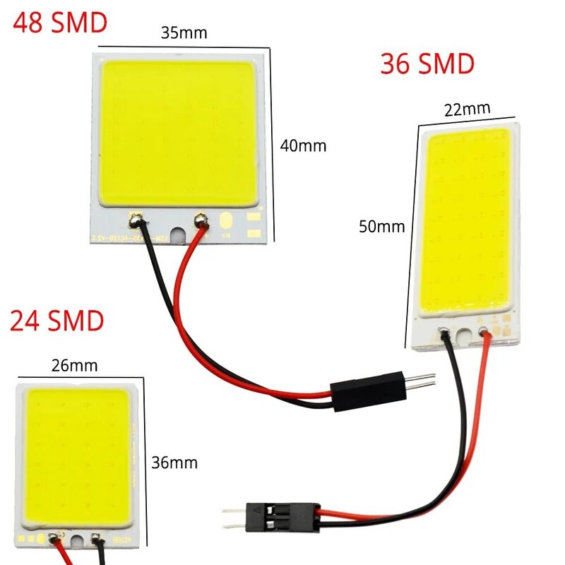 Carro LED Apuramento Lâmpada do painel de licença, Auto Lâmpada de leitura Interior, Tronco Luz Festoon, branco, vermelho, azul, T10, W5w Cob, 24SMD, 36SMD, 48SMD