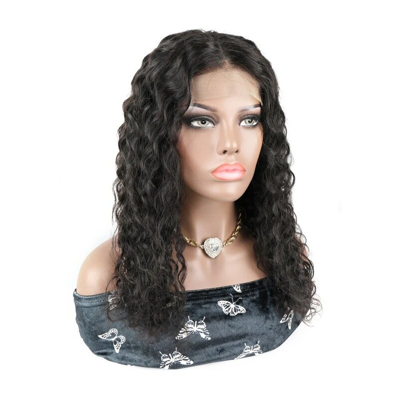 Falowanie wody Hd koronkowa peruka na przód ludzkie włosy brazylijskie peruki z ludzkich włosów dla kobiet głębokie peruki z kręconymi włosami peruki zamknięcie koronki 4x4 180%