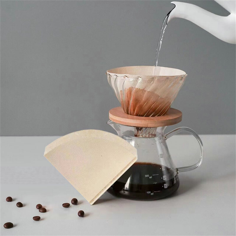 100 PCS V-shaped Coffee filter paper V60 Hand punch conical filter paper drip filter screen imported American coffee wood pulp