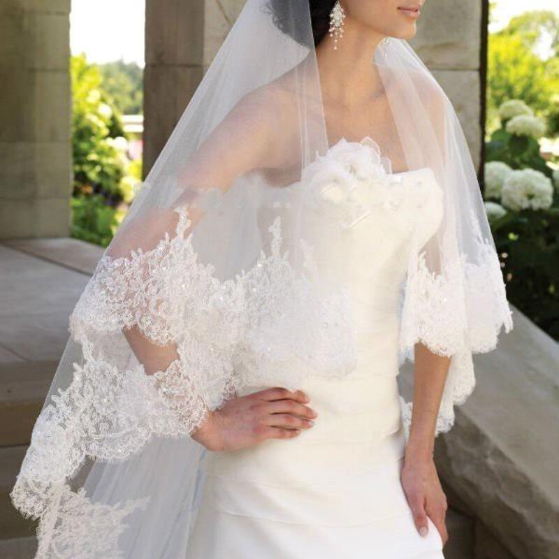 New Bridal Veil Wedding Accessories Double Veil 1.5M French Lace Lace Veils