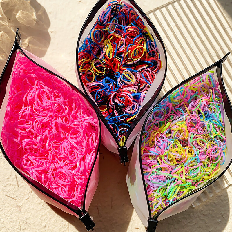 Banda de goma desechable de colores para niña, diadema para el pelo, coleteros, accesorios para el cabello, 500/1000/2000 piezas