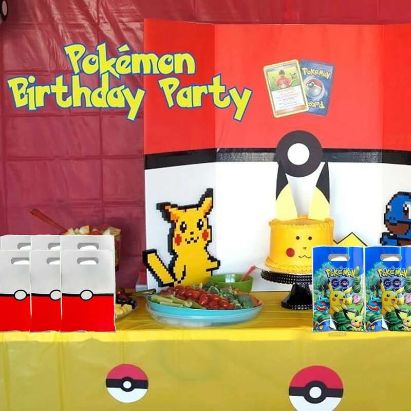 20 buah tas hadiah Pokeball Pokemon 16.5*25cm tas Loot anak laki-laki Pikachu perlengkapan pesta ulang tahun dekorasi mainan anak hadiah pesta