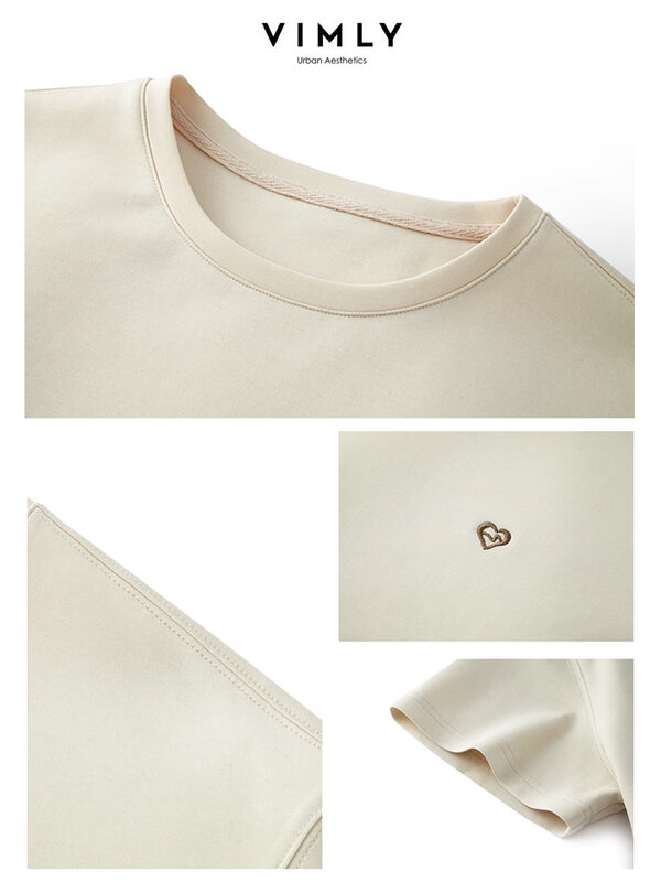 Vimly 여름 반팔 캐주얼 티셔츠, 신축성 허리 반바지, 2 피스 의상, 2024 신상 매칭 세트, M6967