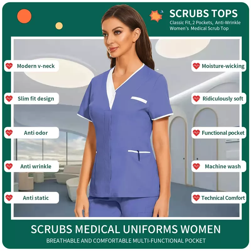 의료 수술복 의사 유니폼, 미용실 약국 작업복, 병원 스크럽 탑 치과 작업복, 간호사 유니폼, 신제품