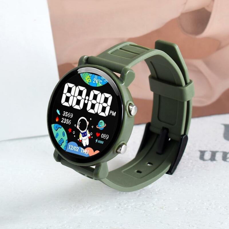 นาฬิกาสำหรับเด็กนาฬิกาซิลิโคน LED เด็กหญิงเด็กชาย Jam Tangan Digital มีไฟ LED บอกวันที่และจอแสดงปฏิทินข้อมือนาฬิกาสายหนัง