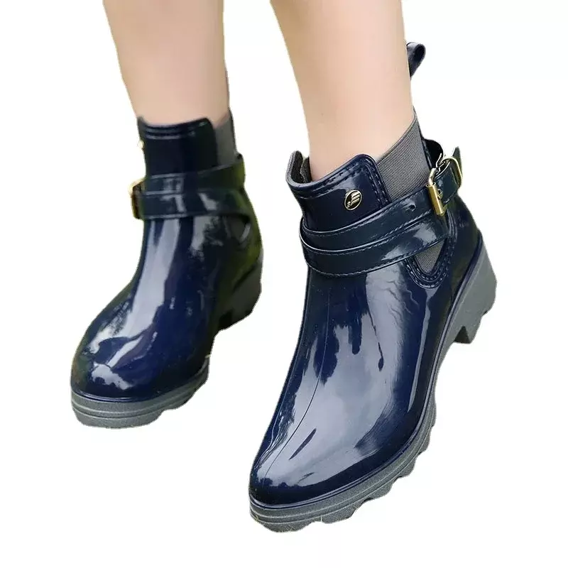 أحذية المطر البلاستيكية مقاوم للماء للنساء ، أحذية مطاطية ، منصة عادية ، في الهواء الطلق ، والأزياء