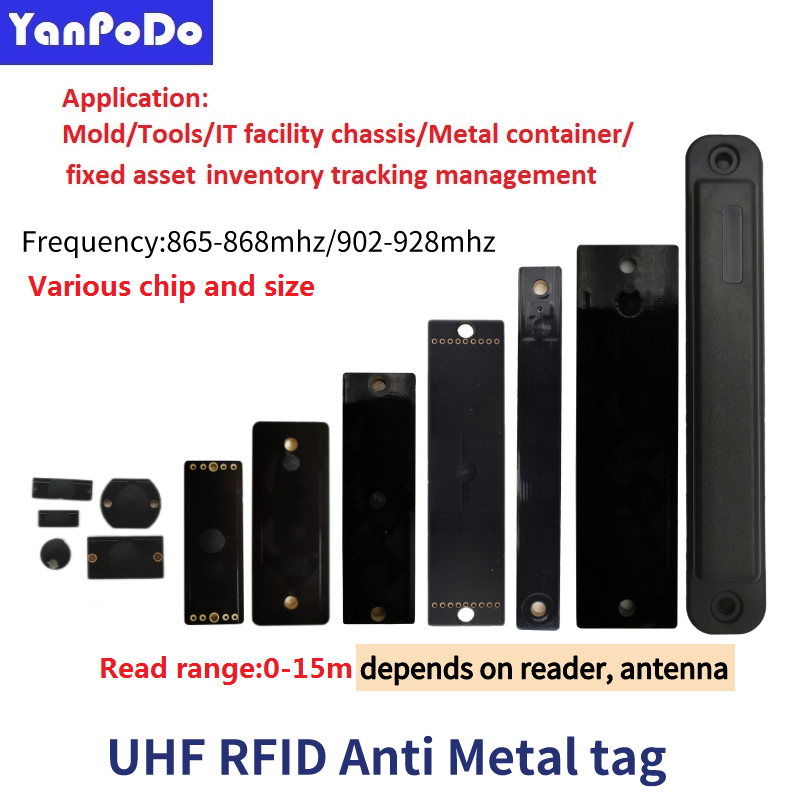 865MHZ forte adesivo PCB UHF RFID Anti Metal Tag EPC Gen2 Long Range 10m 915MHZ RFID tag in metallo per strumenti Smart Shelf Tracking