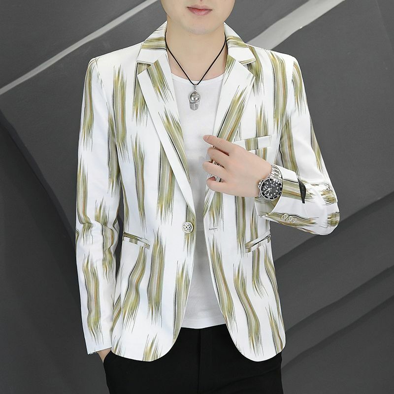 3-A13 Men's Korean style small suit new gradient stripe handsome casual youth trend spring and autumn suit men's jacket