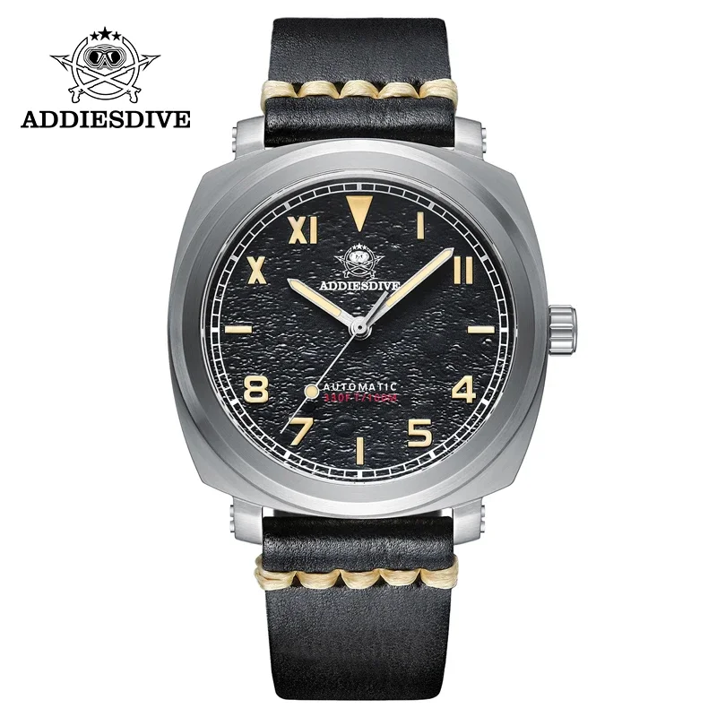 ADDIESDIVE Retro NH35A szafirowe szkło automatyczny zegarek mechaniczny 100m męski zegarek na rękę klasyczny skórzany Super zegarki podświetlane