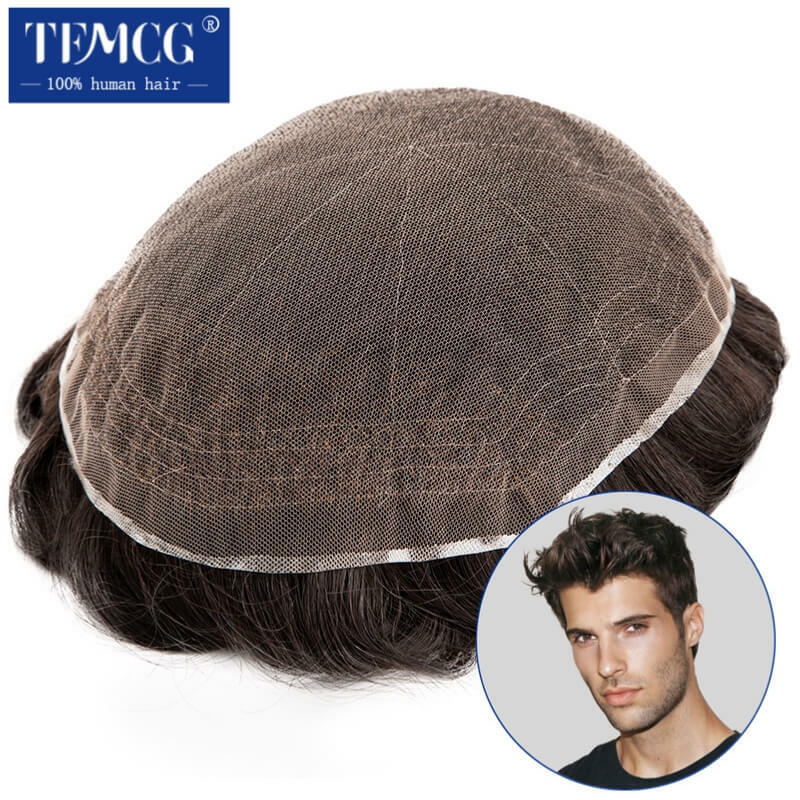 Swiss Full Lace Men Toupee Natural Hairline Male Hair Prothesis  Breathable Extension Hair Replacement System Wigs For Man