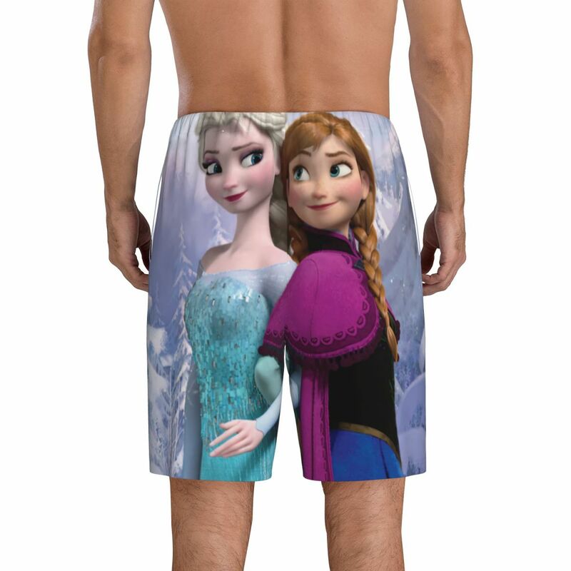 Benutzer definierte Cartoon gefrorene Pyjama hosen für Männer Anna und Elsa Lounge Schlafs horts Kordel zug Nachtwäsche pjs mit Taschen