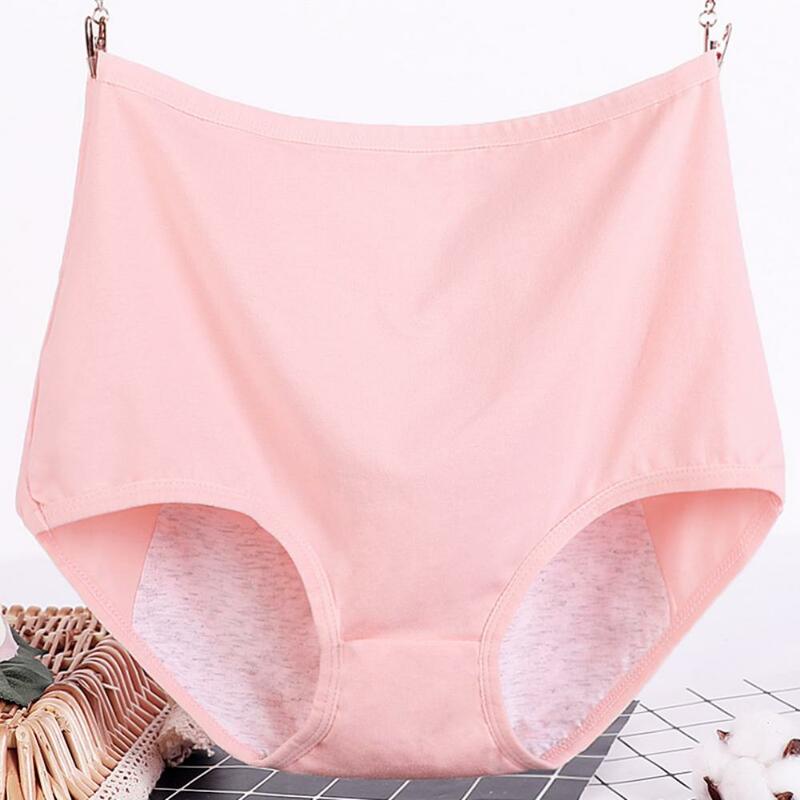 Women Casual High Waist Menstrual Period Leak Proof Underwear Cotton Briefs Seamless Solid Color Underwear Girl Sanitary Pants