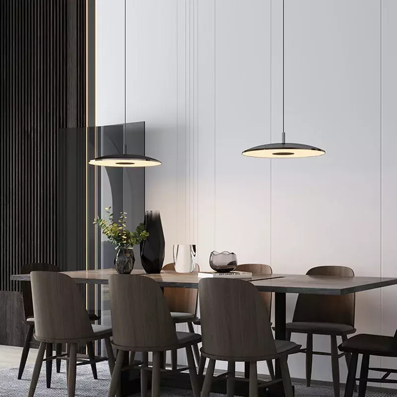 Nordic UFO Fashion Simple LED Pendant Light For Dining Room Aluminum Hanging Study Room Lamp White Chrome Pendant Lights