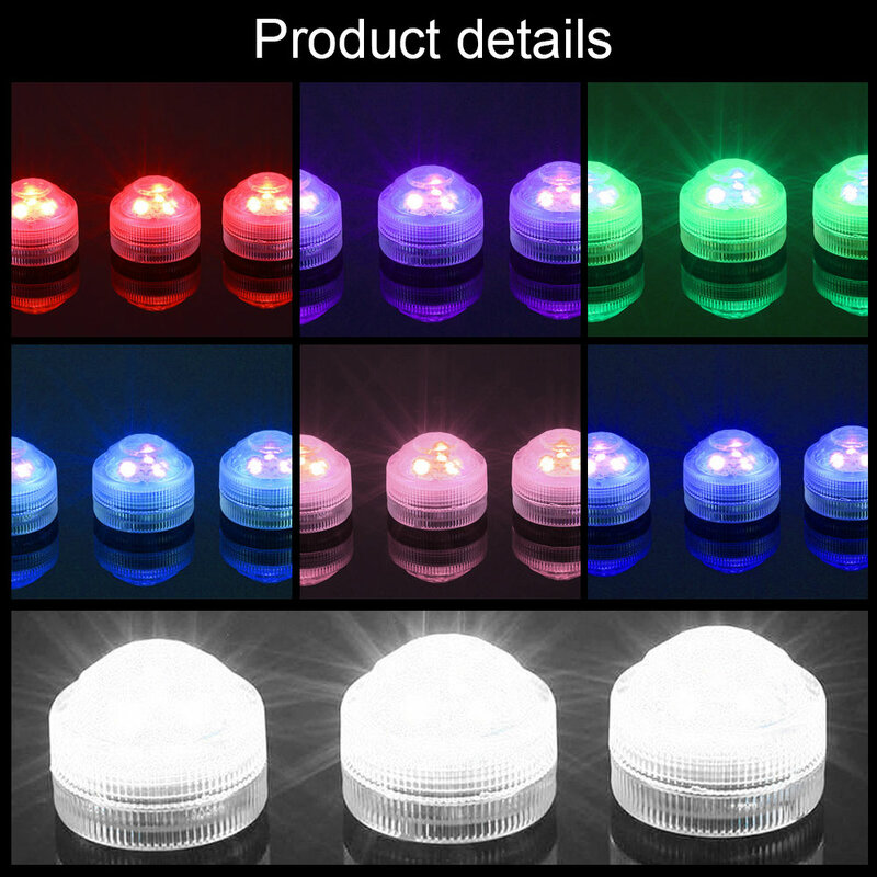 Mini luci a Led sommergibili piccole luci da tè subacquee candele impermeabili RGB Multicolor senza fiamma luci d'accento vaso lanterna