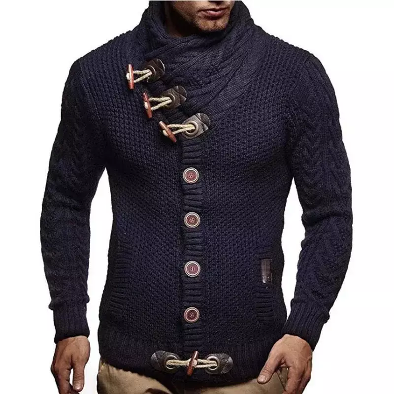 Suéter masculino de gola alta manga comprida, pulôveres de malha, streetwear macio, roupas básicas quentes, outono, inverno