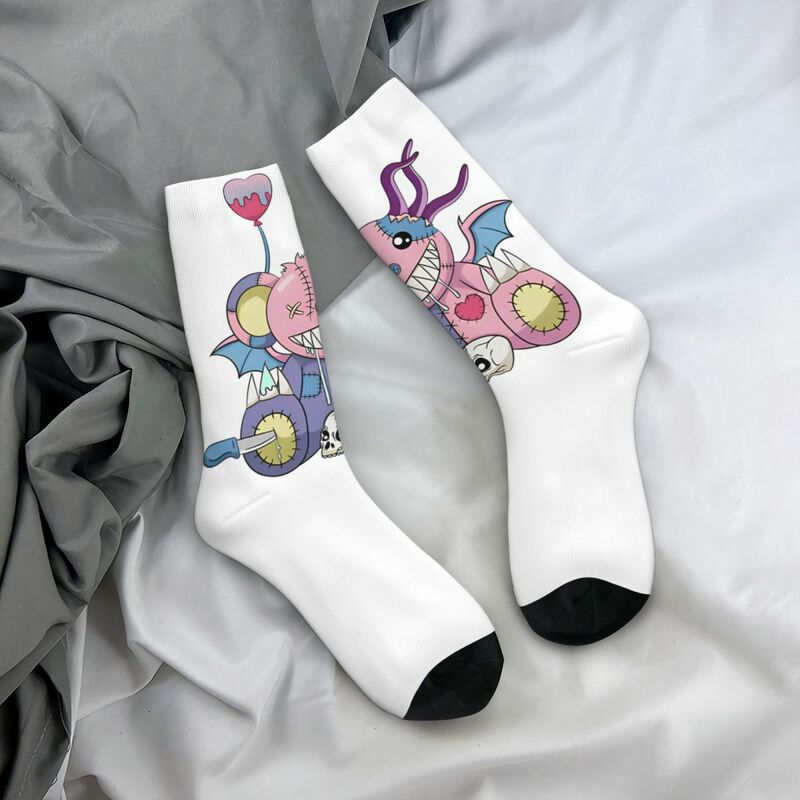 Kawaii Gothic Pastels Cartoon Bear Design Crew Socks Accessories for Women Sweat Absorbing Printing Socks