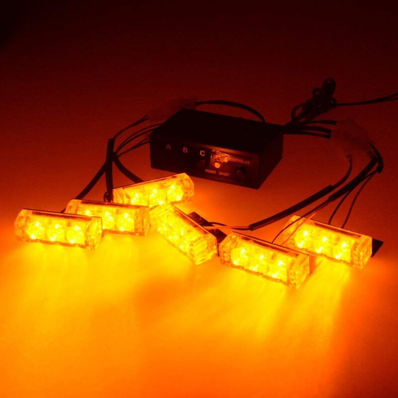 3Led 12V griglia per auto luce stroboscopica testa LED Mini lampada Flash luci di marcia diurna avvertimento di emergenza della polizia luci di segnalazione lampeggianti