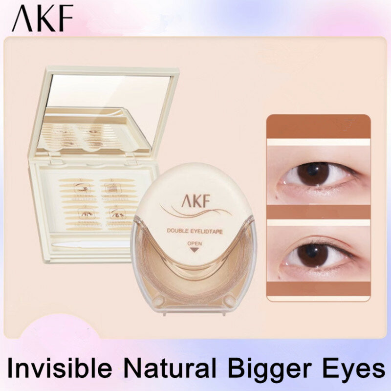 A K F Natural Invisible Double Eyelid Tape Stickers Fiber Instant Eyelid Lift Paste Long Lasting Bigger Eyes Beauty Tool