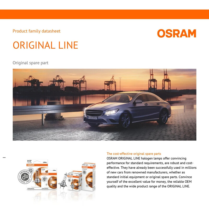 Osram H7 Halogeenlampen 80W 62261 Autolampen Bombilla Px26d Basis Dimlicht Conversieset 3200K Geel Origineel