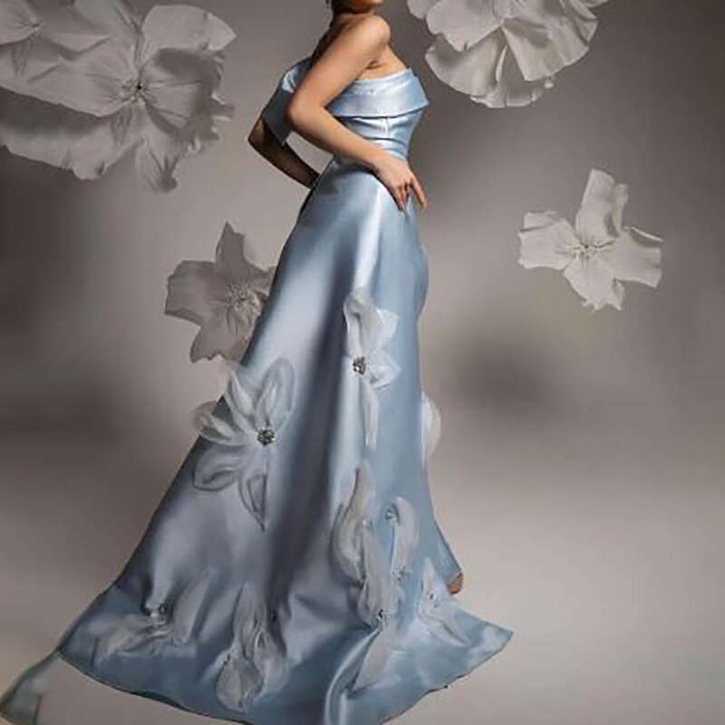 Элегантное Вечернее Платье-трапеция на одно плечо без рукавов с оборками и цветочным бисером платье до пола со шлейфом вечернее платье