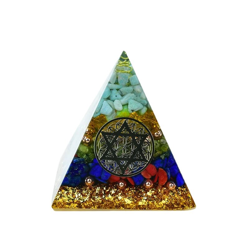 Aura cristallo Orgone piramide generatore di energia Natrual pietra peridoto lapislazzuli Orgonite EMF protezione e meditazione Yoga