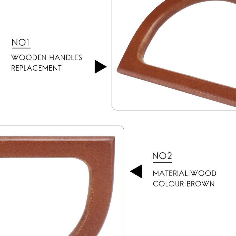 4PCS D-Shaped Wooden Purse Handles, Wood Replacement Handles For DIY Bag Purse Handbags Totes Clutch Making
