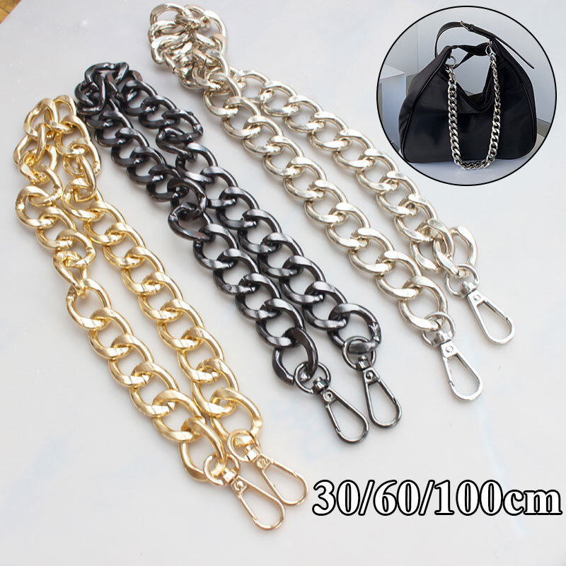 30/60/100cm Replacement Metal Chain For Handle Bag Handbag Antique Bronze Silver golden DIY Accessories For Bag Strap Hardware