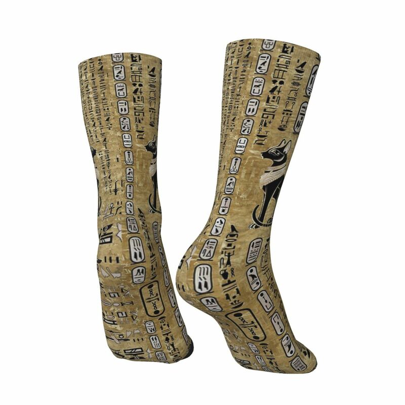 Kaus kaki kucing dan Ankh lintas Mesir kuno nyaman uniseks kaus kaki tahan angin kaus kaki bahagia gaya jalanan kaus kaki gila