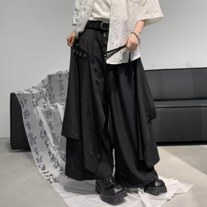 NOYMEI Black Loose Simple All-match Wide Leg Pants High Waist Solid Color Big Size Casual Summer New 2024 Octopus Pant WA5326