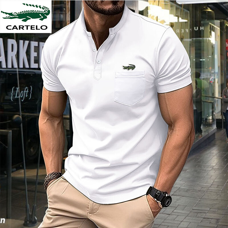Polo bordado de alta calidad para hombre, camiseta de manga corta con solapa informal de negocios de alta gama, top de verano, novedad de 2023