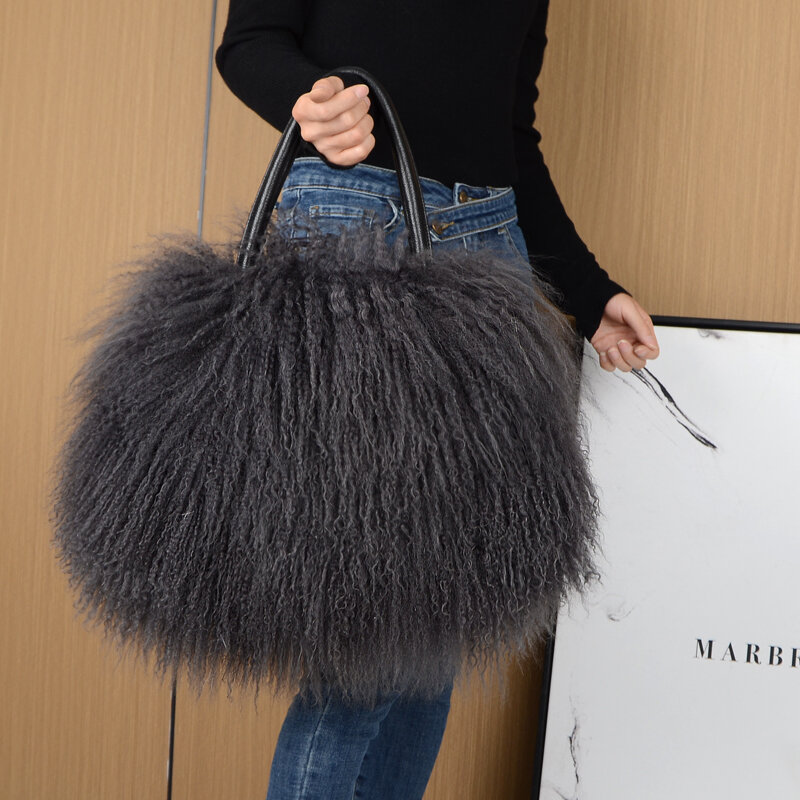 Роскошная дамская сумочка 2023, дизайнерская зимняя меховая модная сумка на плечо, сумки, Пляжная шерстяная Женская вместительная сумка