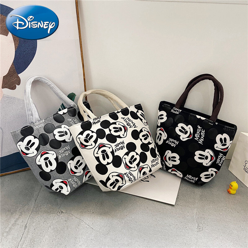 Disney-bolso de hombro de Mickey Mouse para mujer, bandolera de lona con dibujos animados de Minnie, bolso de compras de gran capacidad, artículos de viaje