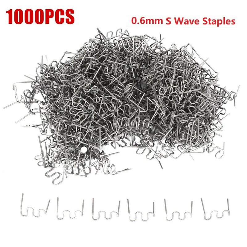 Grampos S Wave para pára-choques, Grampeador De Plástico, Kit de Reparação, Grampos Pré-Cortados, Carroçaria, 1000pcs, 0,6mm