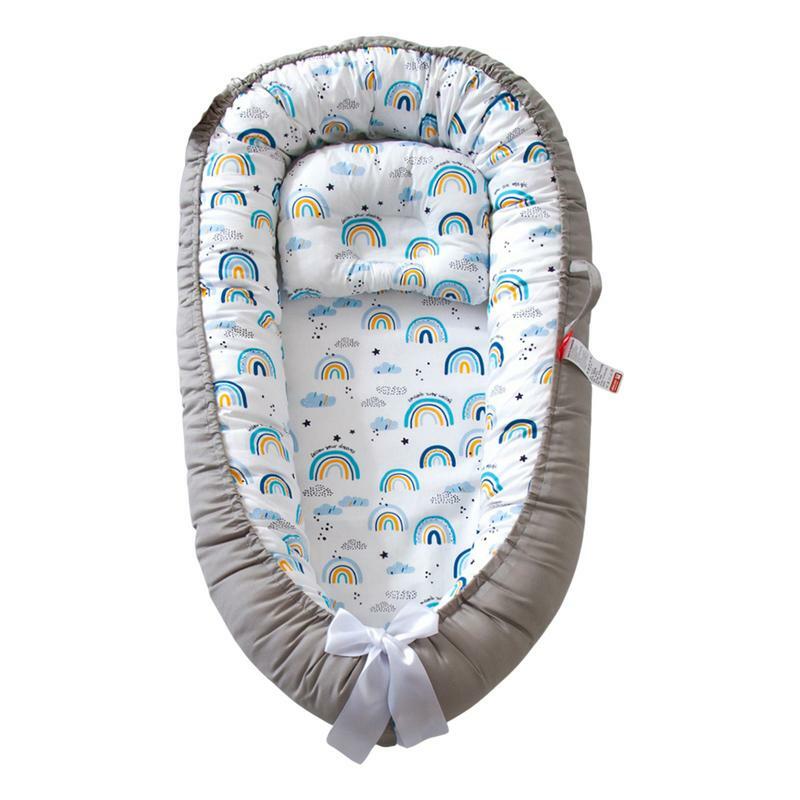 Tempat Tidur sarang bayi portabel, dengan bantal portabel kursi panjang bayi dapat disesuaikan tempat tidur perjalanan lembut bernapas untuk tempat tidur bayi baru lahir