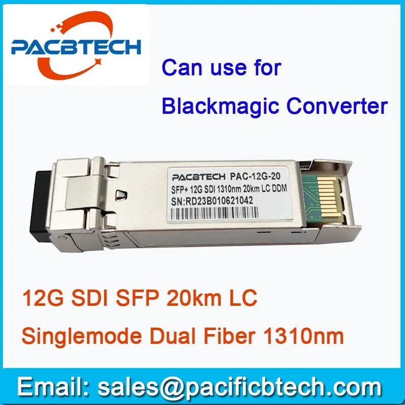 Transceiver-Módulo SDI sfp de fibra BIDI, 12G, 20KM, conector SM LC, 1310nm, transceptor de fibra Dual/único