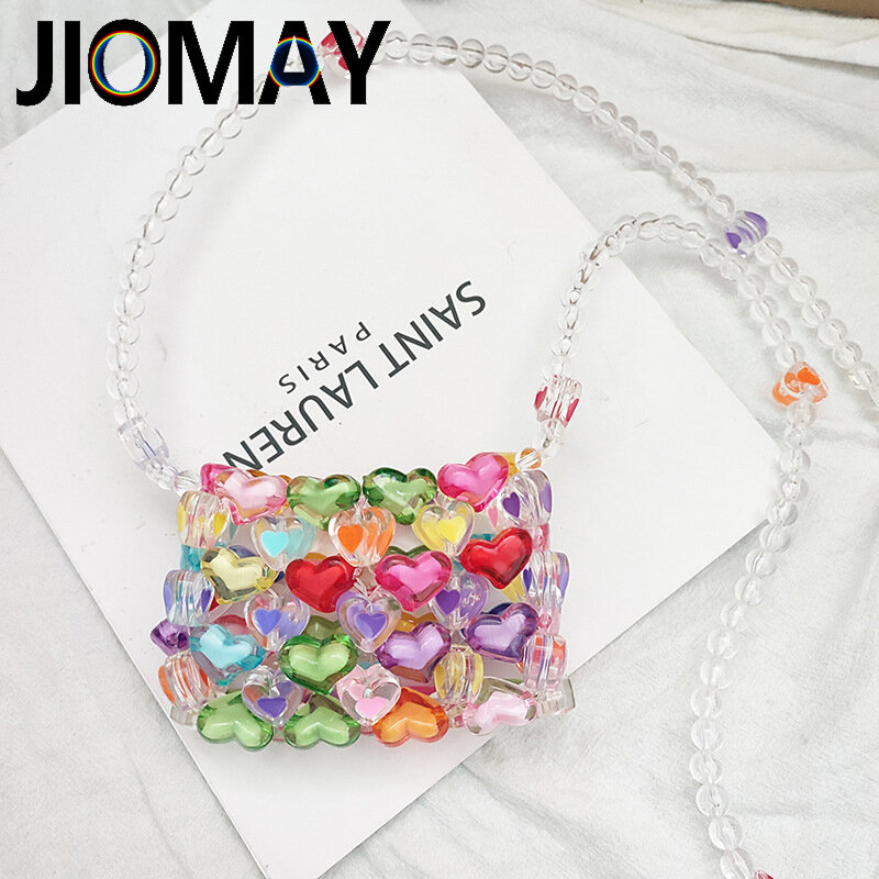 JIOMAY-Mini bolsa estilo dopamina, bolsa de ombro luxuosa, leve, casual, festa, noite, forma do coração, mini bolsa, fofa