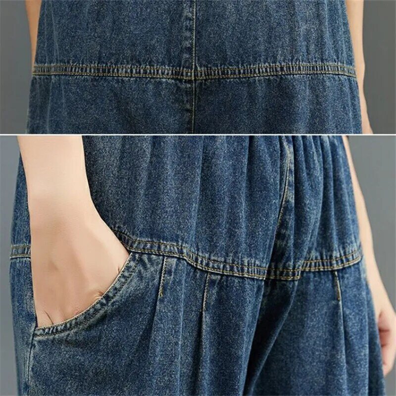 Jeans vintage feminino 2023 primavera verão azul cintura elástica calças de pernas largas roupas femininas simples calça jeans casual pant pant pant pant pant