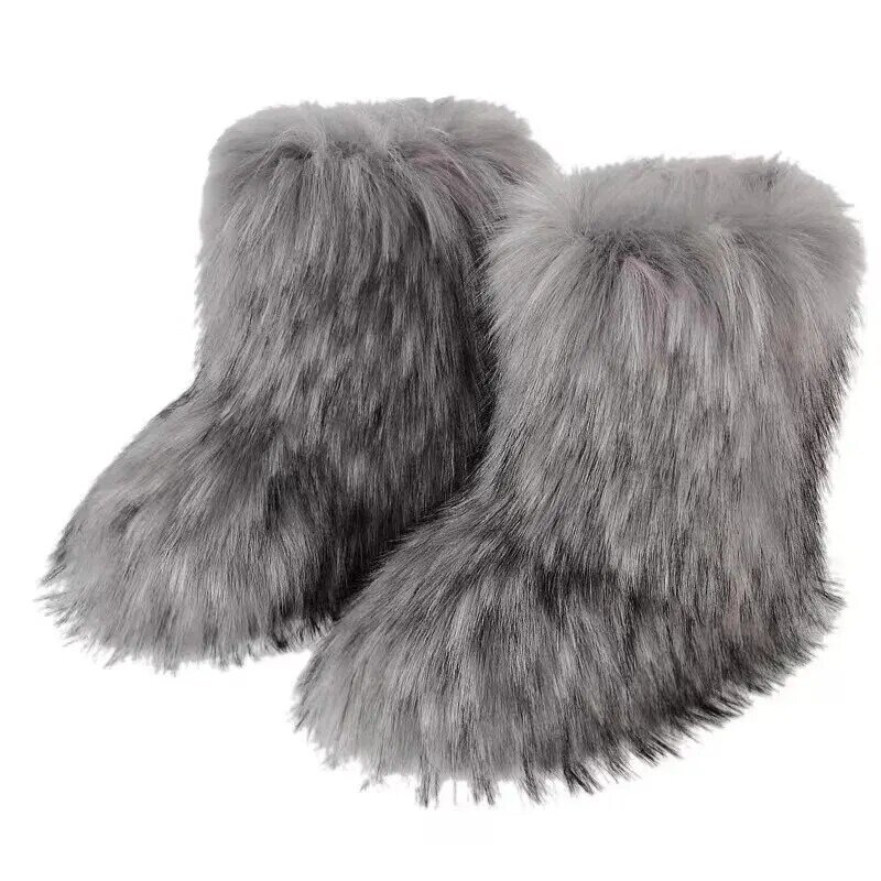 暖かい毛皮の雪のブーツ、冬のファッション、y2g