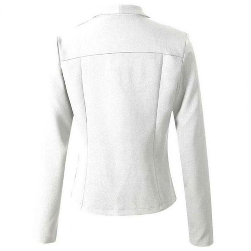 Basic Stylish Slim Fit Pak Jas Voor Zakelijk Kantoor Revers Vest Met Lange Mouwen Effen Kleur Voor Lente Herfst Dames