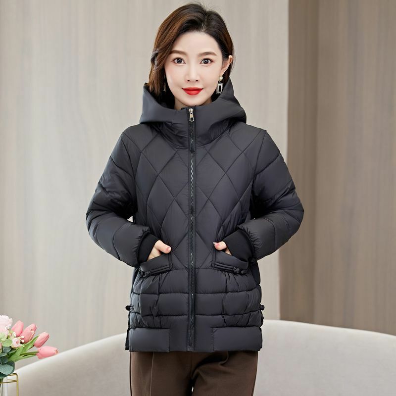 Casaco de algodão quente solto para mulheres, jaqueta de inverno, Parkas curtas femininas, sobretudo com capuz, outwear autêntico filanderismo, 2022, novo